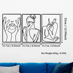 Set of 3Pcs Portraits Of A Lady Black Metal Wall Art 3d Iron Crafted Decorative Wall Plaques For Bedroom Living Room Boutique Salon Art Decor