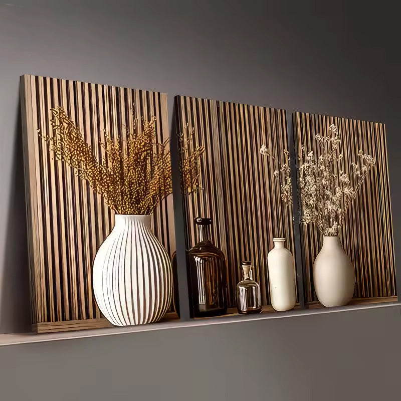 Set of 3Pcs Rustic Botanical Still Life Wall Art Fine Art Canvas Prints Pictures For Living Room Dining Room Art For Modern Interior Decor