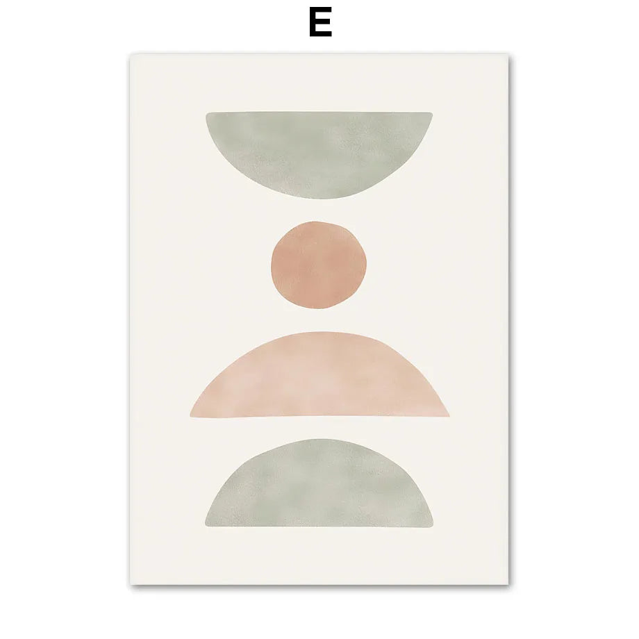 Poster with geometric shapes in pastel colors on a white background