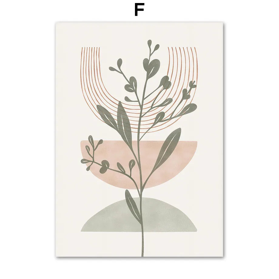 Decorative poster with abstract plant design on a white background