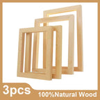 Set of 3Pcs Simple Wooden Frames For 15x20 20x25 21x30 30x40cm Canvas Prints, Ready Made Solid Wood Frames For Smaller Sized Prints