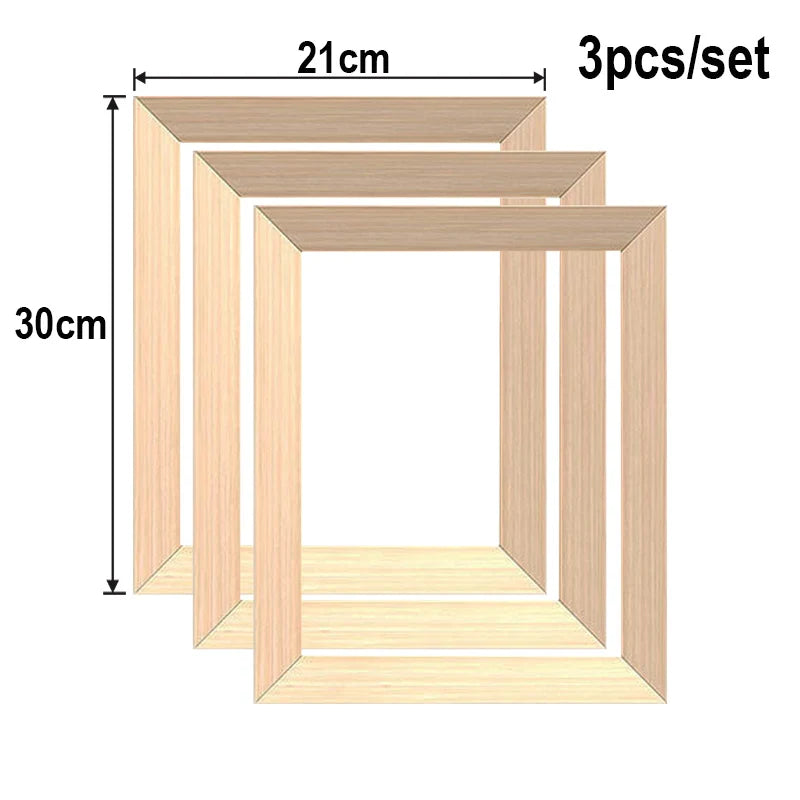 Set of 3Pcs Simple Wooden Frames For 21x30cm Canvas Prints, Ready Made Solid Wood Frames For Smaller Sized Prints 2025 0067