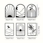 Set of 3Pcs Sun Moon Abstract Still Life Botanical Silhouettes Black Metal Wall Art 3D Sculptured Iron Craft Wall Decor For Living Room Dining Room Creative Home Decor 2025