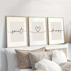 Set of 3Pcs Sweet Dreams Love Heart Wall Art Fine Art Canvas Prints Modern Minimalist Simple Art For Bedroom Nordic Living Room Decor