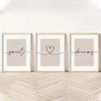 Set of 3Pcs Sweet Dreams Love Heart Wall Art Fine Art Canvas Prints Modern Minimalist Simple Art For Bedroom Nordic Living Room Decor