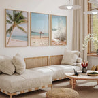 Set of 3Pcs Tropical Beach Sea Surf Palm Tree Travel Wall Art Fine Art Canvas Prints Pictures For Living Room Dining Room Home Office Art Decor