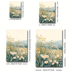 Four floral canvas prints with measurements on a white background