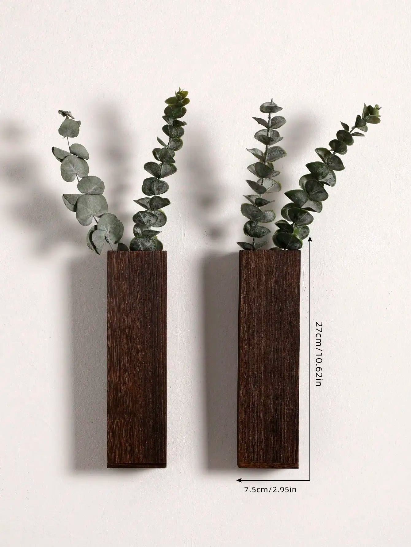 Set of 3 Nordic Wooden Vase Wall Planters - Natural Grain Finish, Minimalist Scandinavian Design, Perfect for Long-Stemmed Flowers and Home Decor, Versatile and Elegant Decorative Pieces