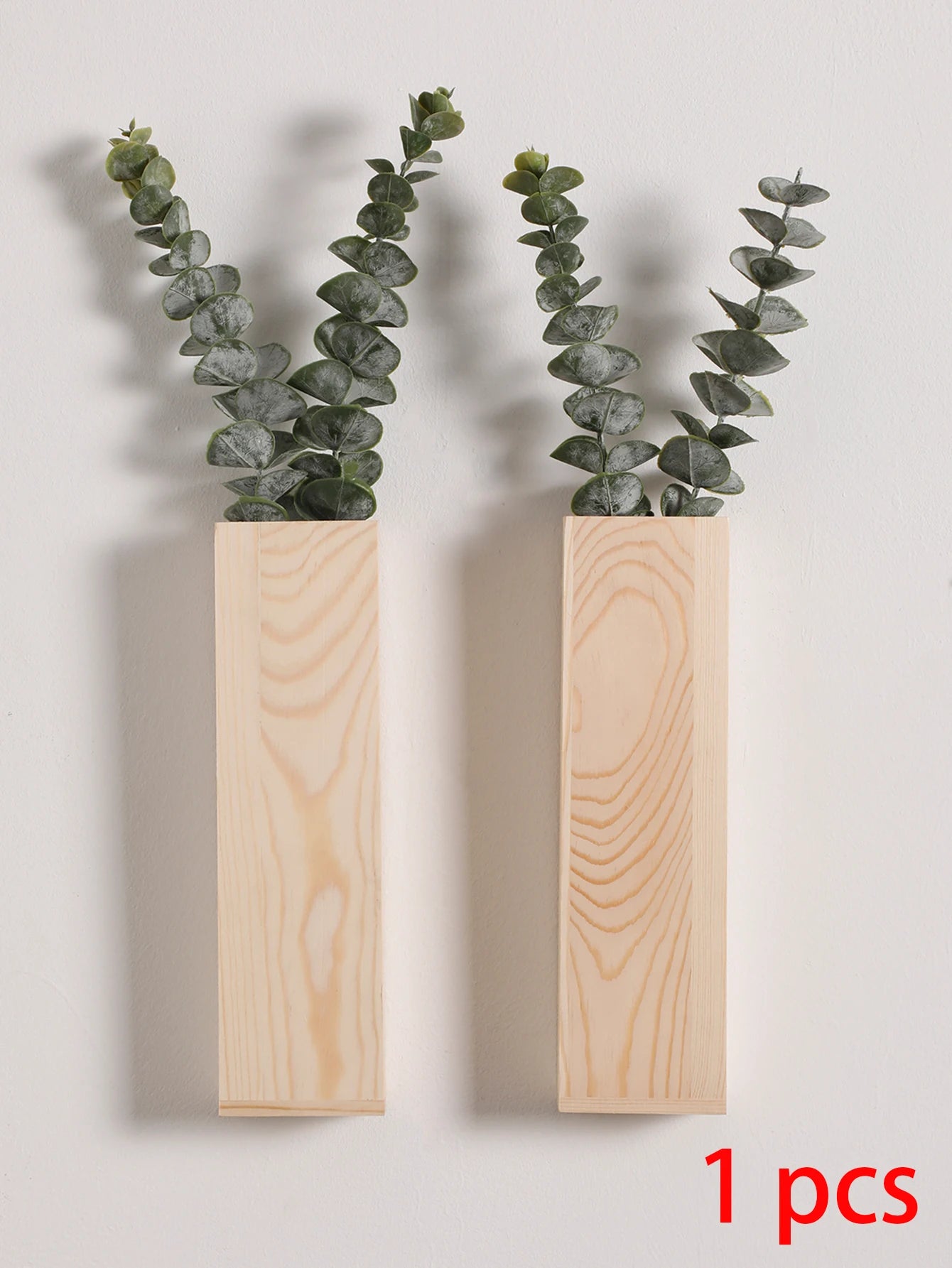 Set of 3 Nordic Wooden Vase Wall Planters - Natural Grain Finish, Minimalist Scandinavian Design, Perfect for Long-Stemmed Flowers and Home Decor, Versatile and Elegant Decorative Pieces