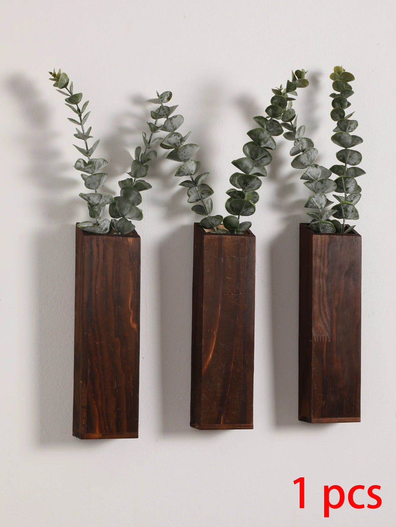 Set of 3 Nordic Wooden Vase Wall Planters - Natural Grain Finish, Minimalist Scandinavian Design, Perfect for Long-Stemmed Flowers and Home Decor, Versatile and Elegant Decorative Pieces