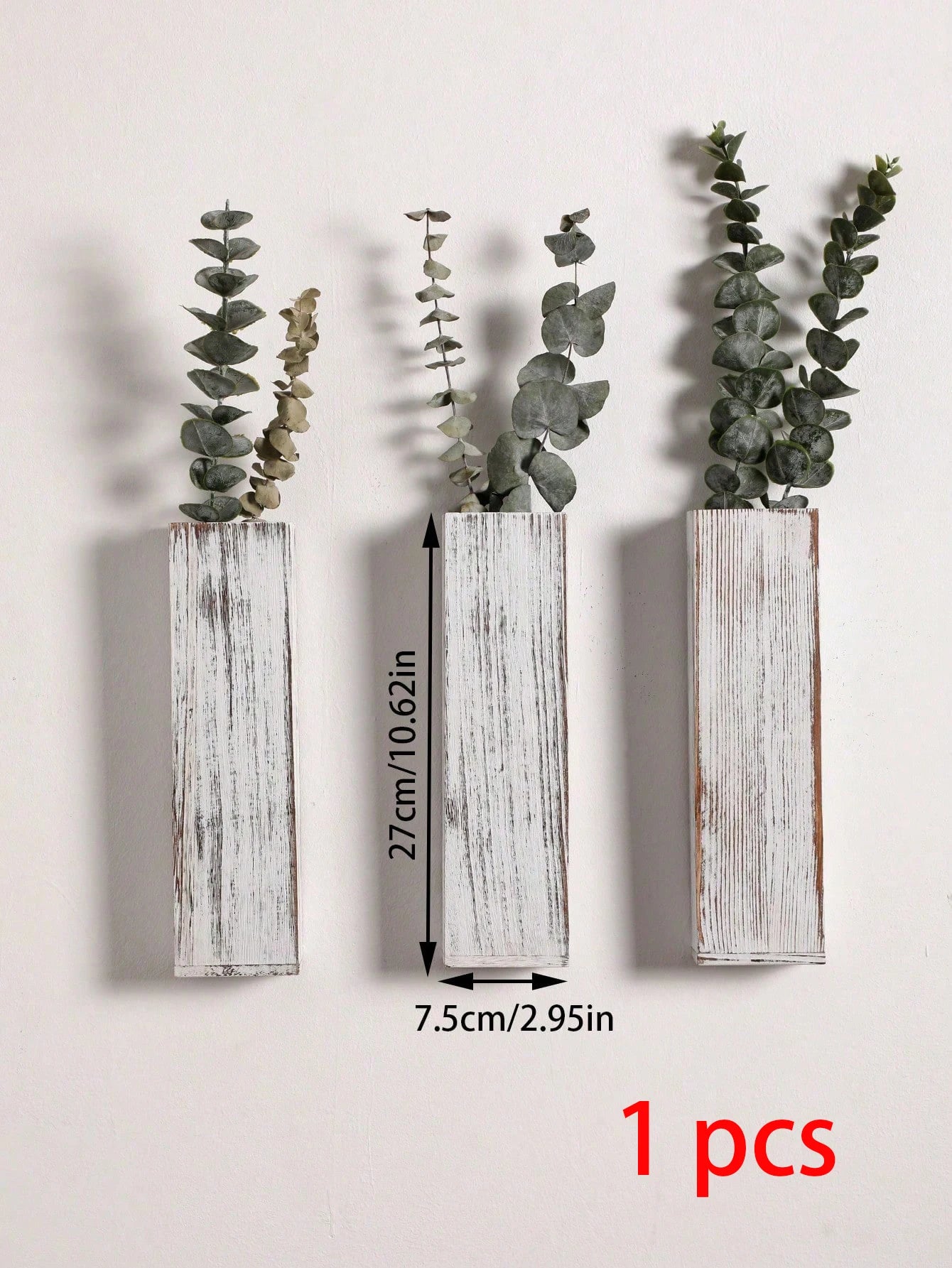 Set of 3 Nordic Wooden Vase Wall Planters - Natural Grain Finish, Minimalist Scandinavian Design, Perfect for Long-Stemmed Flowers and Home Decor, Versatile and Elegant Decorative Pieces