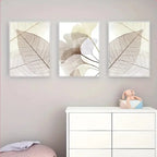 Set of 3 PCS Modern Botanical Leaf Veins Wall Art Fine Art Canvas Prints Simple Neutral Tone Pictures For Living Room Scandinavian Style Home Decor