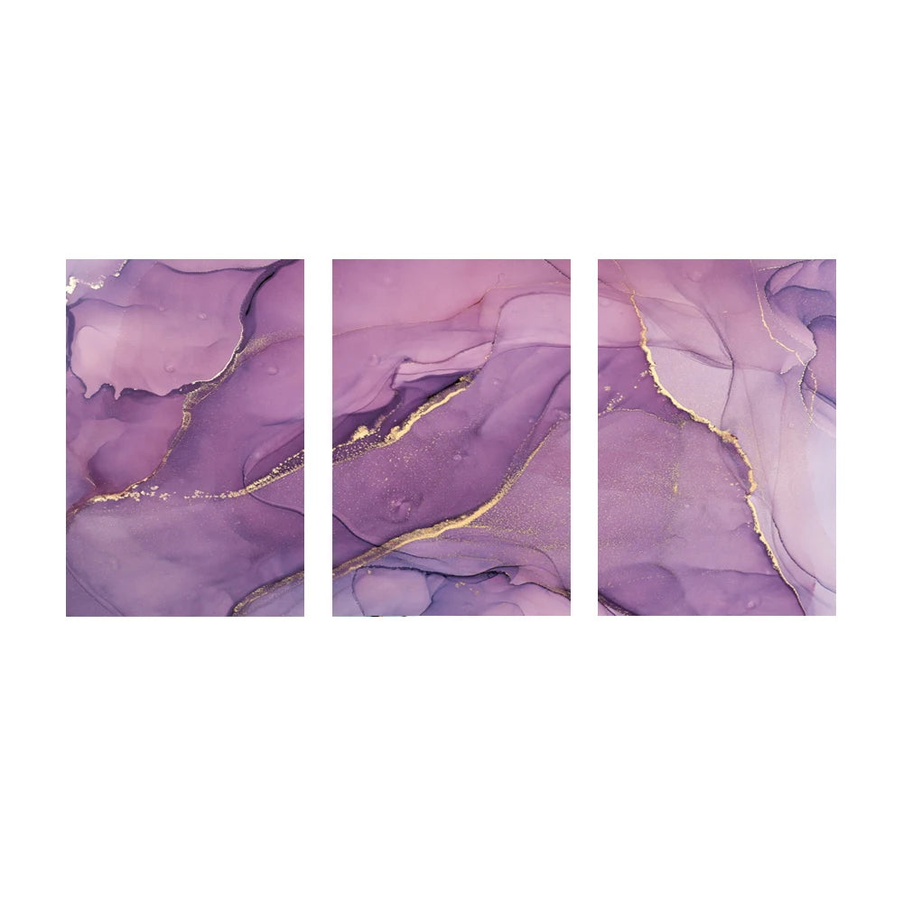 Set of 3 Pcs Colorful Golden Pink Abstract Marble Print Wall Art Fine Art Canvas Prints Posters Pictures For Living Room Bedroom Home Decor