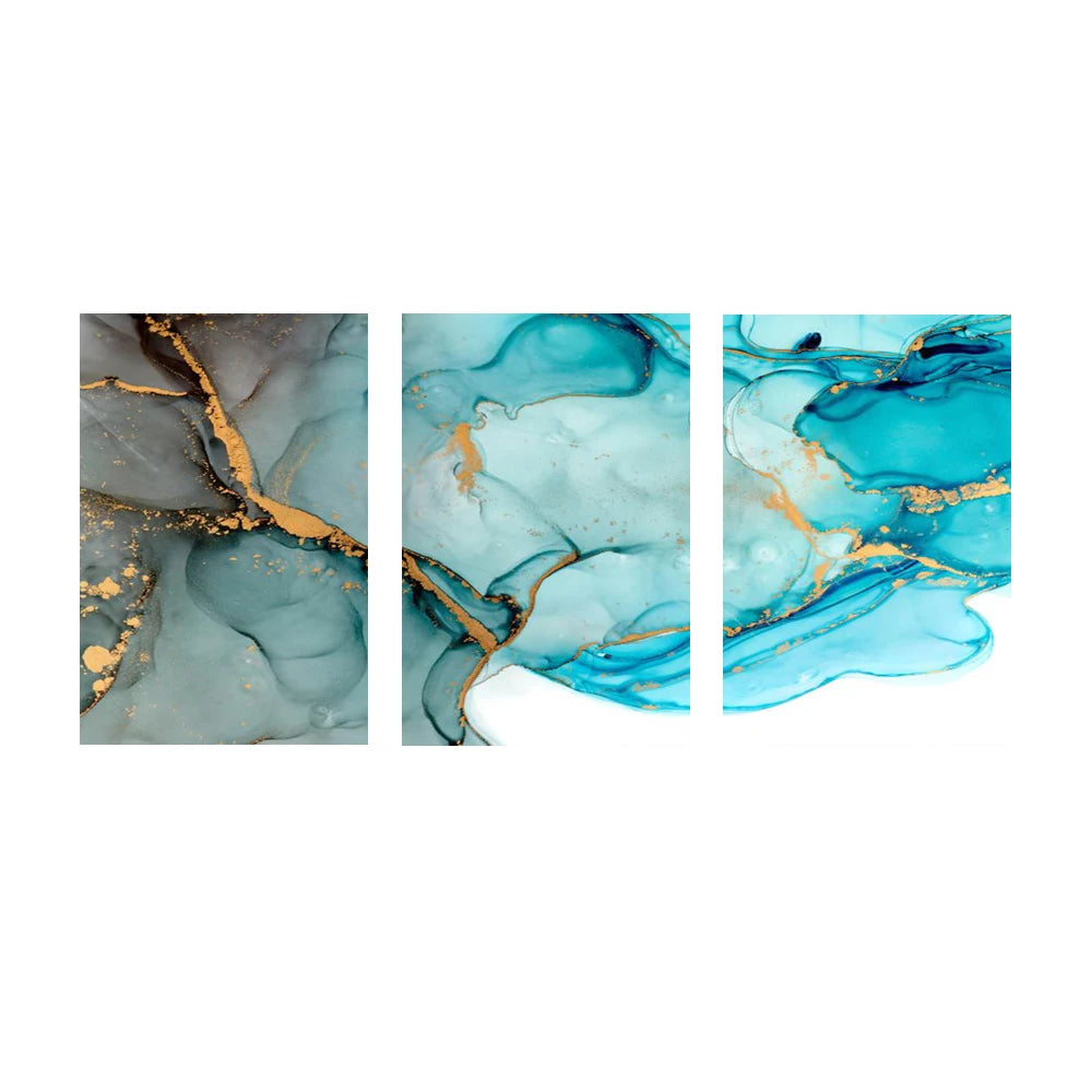 Set of 3 Pcs Colorful Golden Pink Abstract Marble Print Wall Art Fine Art Canvas Prints Posters Pictures For Living Room Bedroom Home Decor