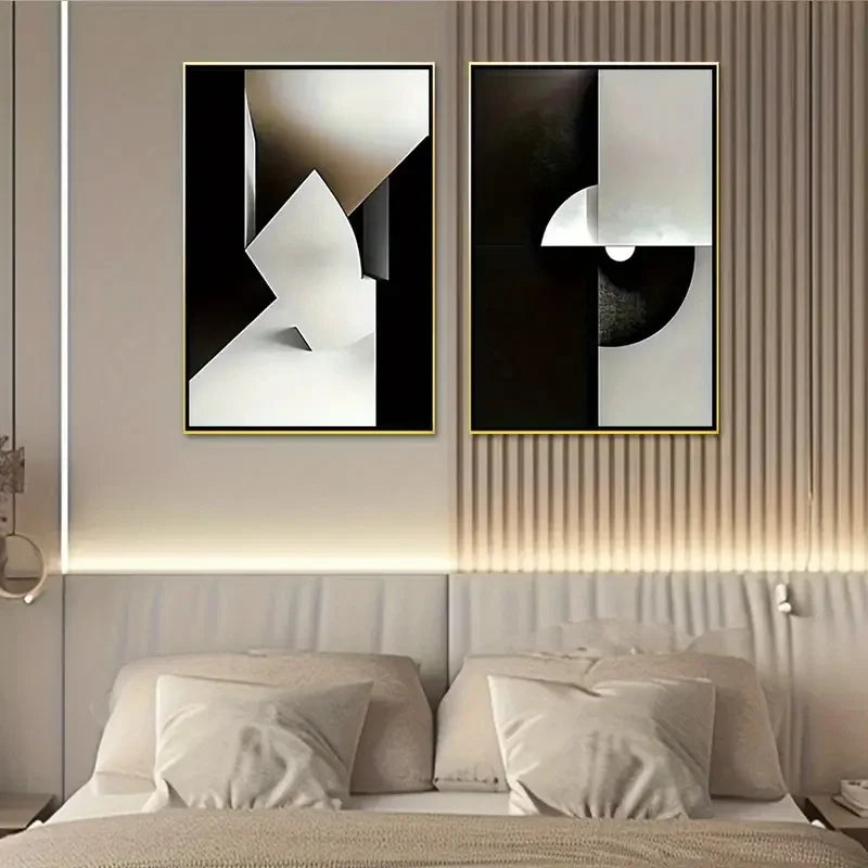 Set of 3 Pcs Modern Geometric Wall Art Fine Art Canvas Prints Neutral Color Palette Black Grey Abstract Pictures For Living Room Contemporary Home Decor 2025 0