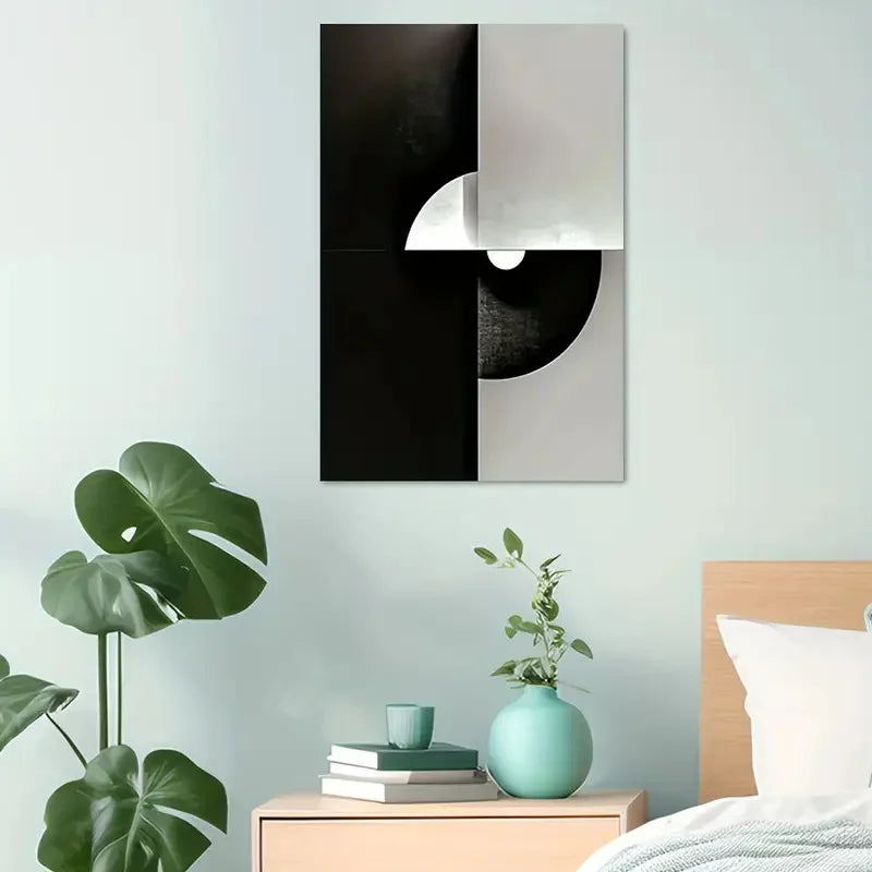 Set of 3 Pcs Modern Geometric Wall Art Fine Art Canvas Prints Neutral Color Palette Black Grey Abstract Pictures For Living Room Contemporary Home Decor 2025 04