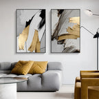 Set of 3 Pcs Thick Brush Grey Golden Abstract Wall Art Fine Art Canvas Prints Pictures For Living Dining Room Modern Art For Contemporary Interiors 2025