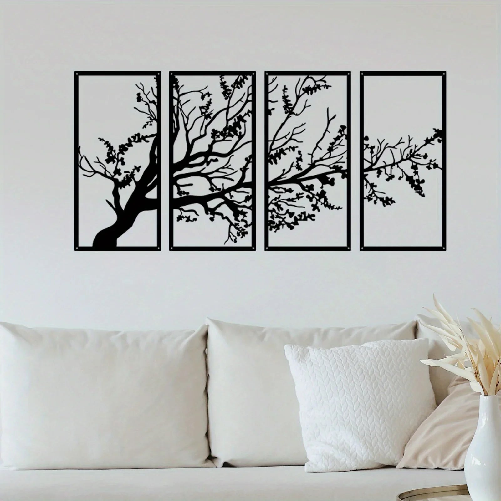 Set of 4Pcs Branches Of Life Metal Wall Art 3d Iron Crafted Plaques Modern Wall Decoration For Living Room Dining Room Creative Nordic Art Decor