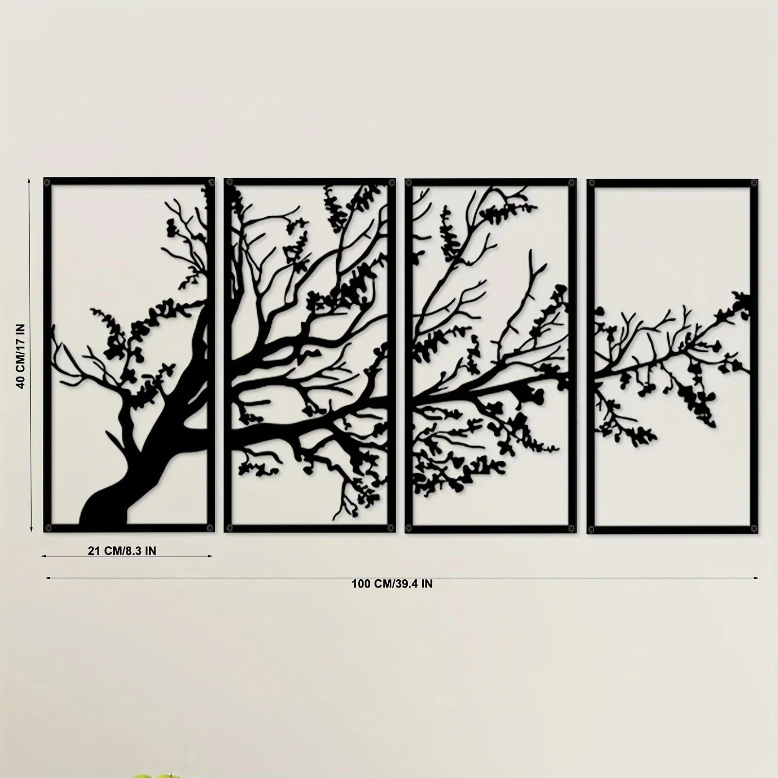 Set of 4Pcs Branches Of Life Metal Wall Art 3d Iron Crafted Plaques Modern Wall Decoration For Living Room Dining Room Creative Nordic Art Decor