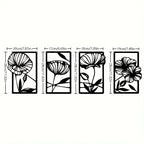 Set of 4Pcs Modern Floral Metal Wall Art Plaques Elegant 3d Iron Crafted Wall Decoration For Living Room Dining Room Bedroom Art