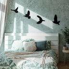 Set of 4Pcs Silhouetted Birds Black Metal Wall Art 3d Iron Crafted Nordic Wall Decoration For Living Room Dining Room Creative Home Decor