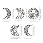 Set of 5Pcs Flower Moon Phases Black Metal Wall Art 3d Iron Crafted Wall Decoration For Living Room Bedroom Art For Above The Bed