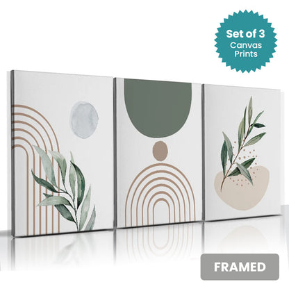 Set of 3Pcs FRAMED Canvas Prints - Nordic Lifestyle Abstract Wall Art Canvas Prints Framed With Wood Frame. Sizes 20x30cm, 30x40cm