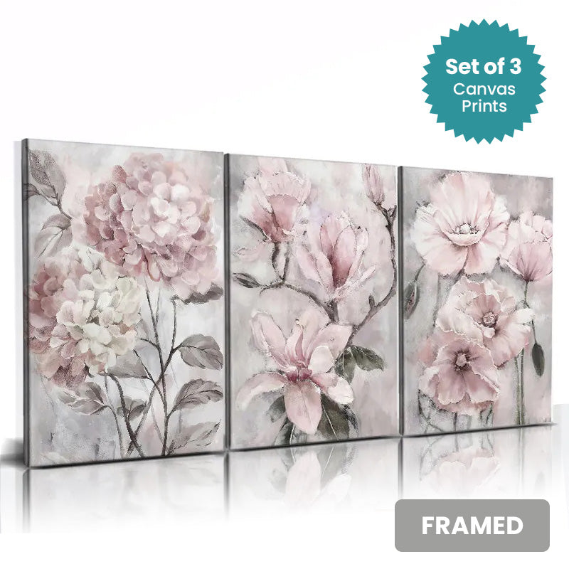 Set of 3Pcs FRAMED Nordic Abstract Wall Art Fine Art Canvas Prints, Framed With Wood Frame Sizes: 20x30cm & 30x40cm