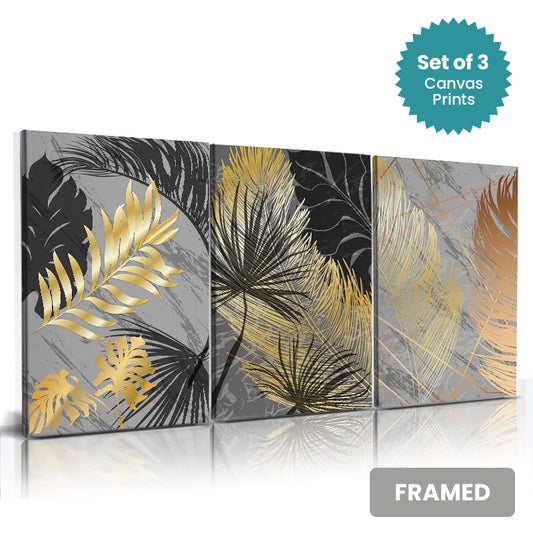 Set of 3Pcs FRAMED Nordic Abstract Wall Art Fine Art Canvas Prints, Framed With Wood Frame. Size Options: 20x30cm & 30x40cm