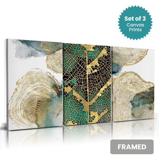 Set of 3Pcs FRAMED Nordic Abstract Wall Art Fine Art Canvas Prints, Framed With Wood Frame. Size Options: 20x30cm & 30x40cm