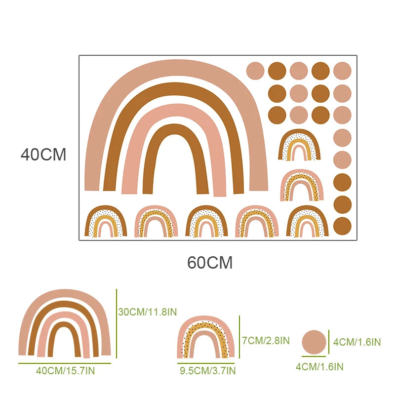 Cute Pink Rainbow Stars Nursery Wall Stickers Removable Peel & Stick Vinyl Wall Decals For Baby's Room Creative DIY Wall Decor For Girl's Room