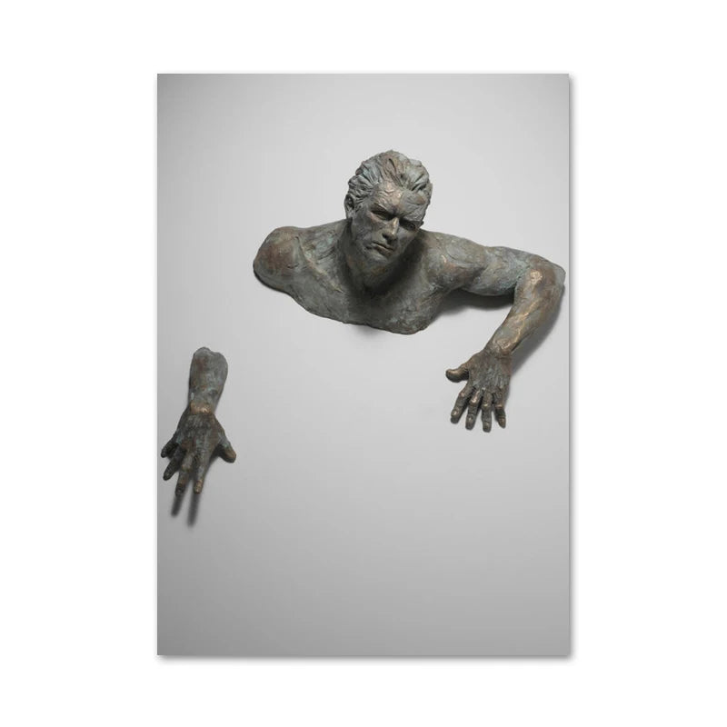 Modern Urban Abstract Iron Statue Wall Art Fine Art Canvas Prints 3d Visualization Figure Art Pictures For Minimalist Apartment Wall Decor