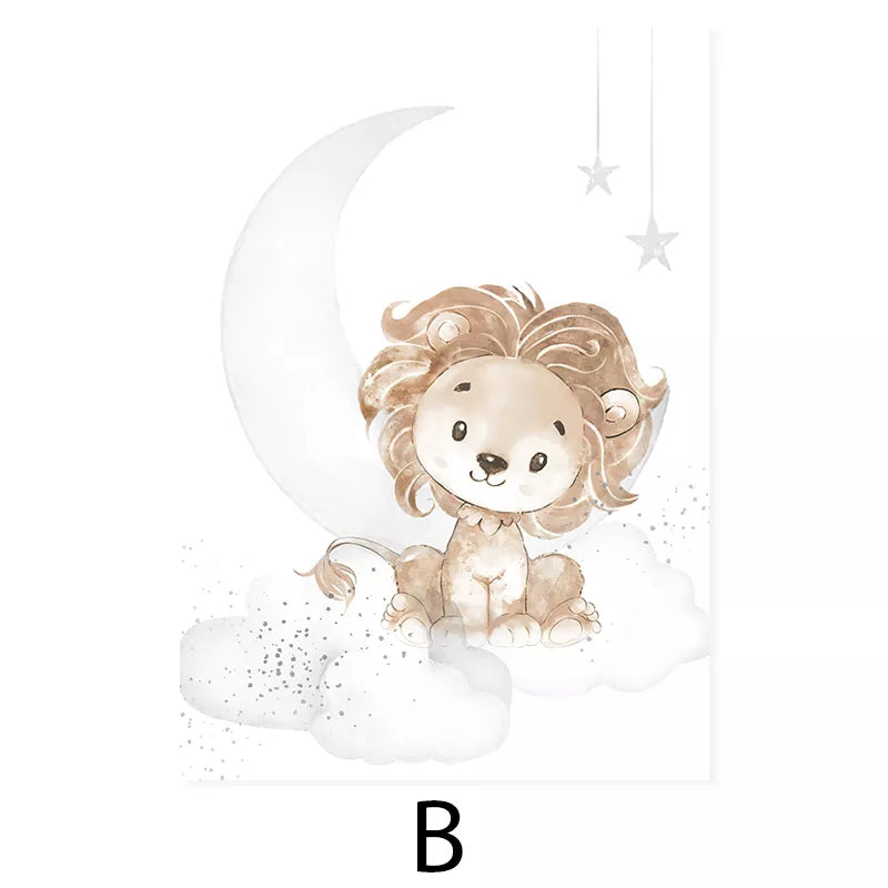 Baby Elephant Monkey And Friends African Animals Nursery Wall Art Fine Art Canvas Prints Cute Pictures For Baby's Room Kids Room Wall Decor