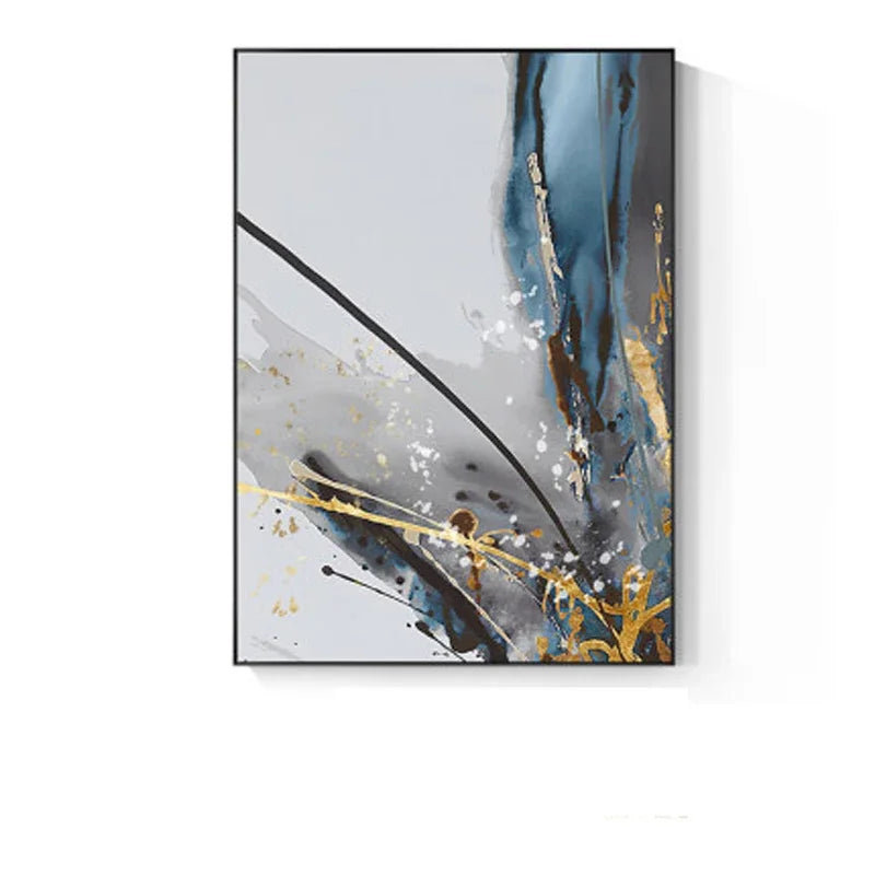 Modern Botanical Floral Wall Art Fine Art Canvas Prints Blue Gray Abstract Pictures For Living Room Bedroom Wall Art Decor