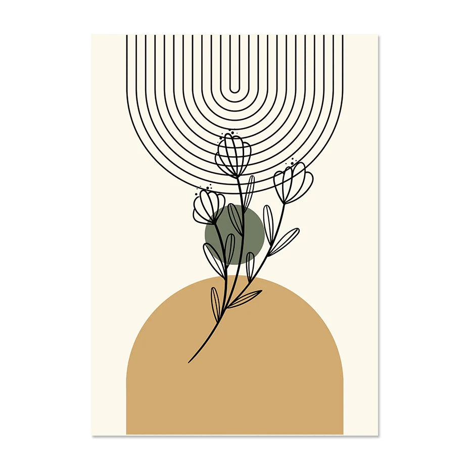 Modern Abstract Wall Art Geometric Line Shape And Form Fine Art Canvas Prints Black Beige Terracotta Pictures For Living Room Decor