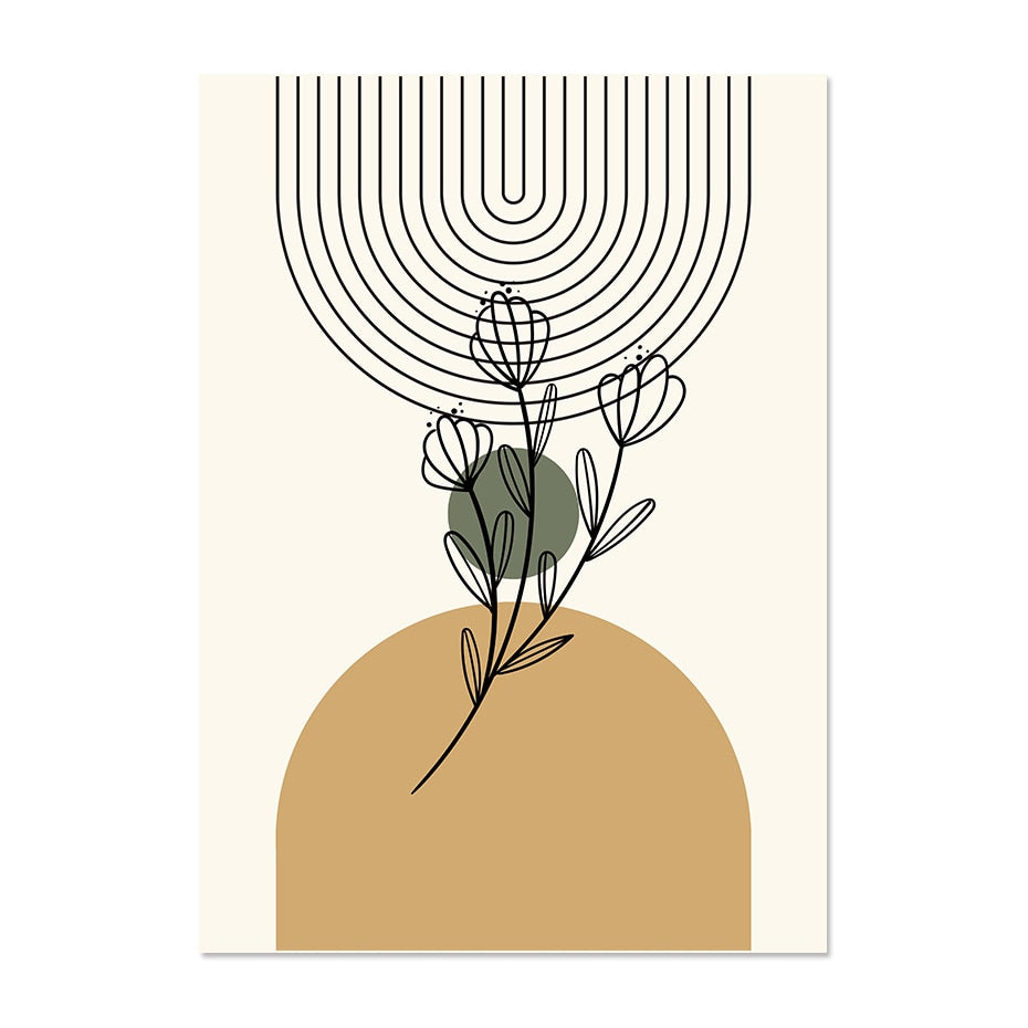 Modern Geometric Wall Art Abstract Line Shape And Form Fine Art Canvas Prints Black Beige Terracotta Pictures For Living Room Decor