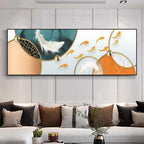 Auspicious Feng Shui Abstract Golden Fish Wall Art Fine Art Canvas Prints Wide Format Pictures For Living Room Above The Sofa Art For Above The Bed