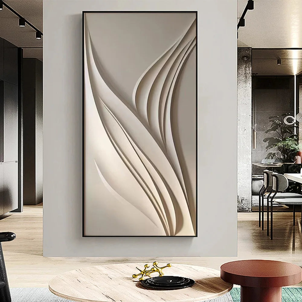 Large Format Abstract 3D Textural Visualization Canvas Print Wall Art Minimalist Pictures For Modern Apartment Reception Entryway Foyer Art Decor
