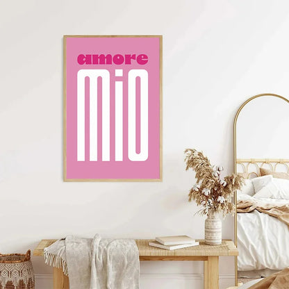 Pink Retro Love Quote Wall Art Fine Art Canvas Prints Typographic Pictures For Bedroom Living Room Hotel Room Modern Apartment Wall Art Decor
