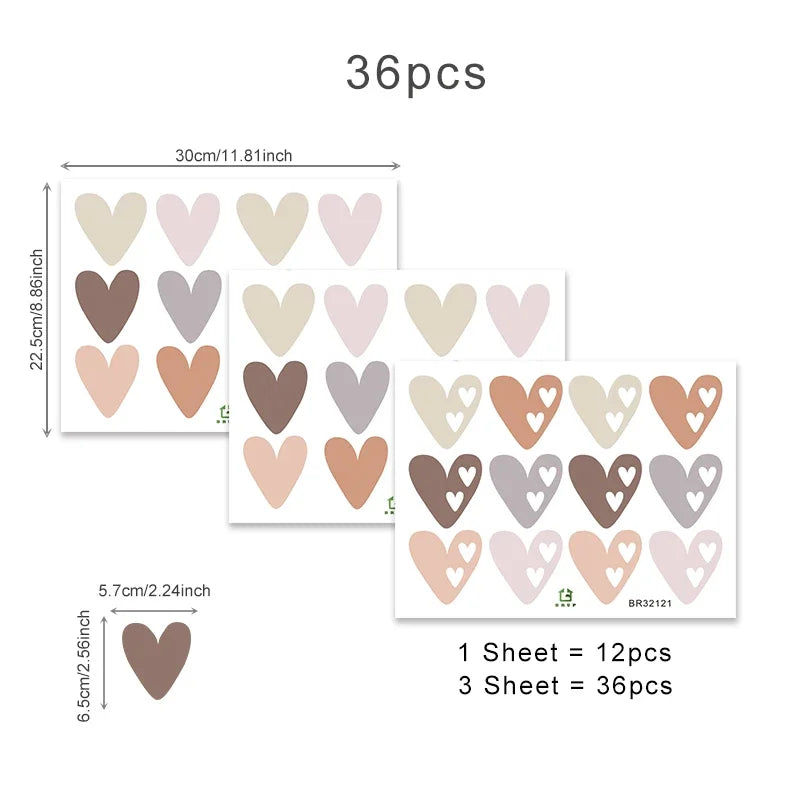 Cute Little Hearts Wall Stickers Removable PVC Vinyl Wall Decals For Living Room Bedroom Kid's Room Nursery Room Creative DIY Decor