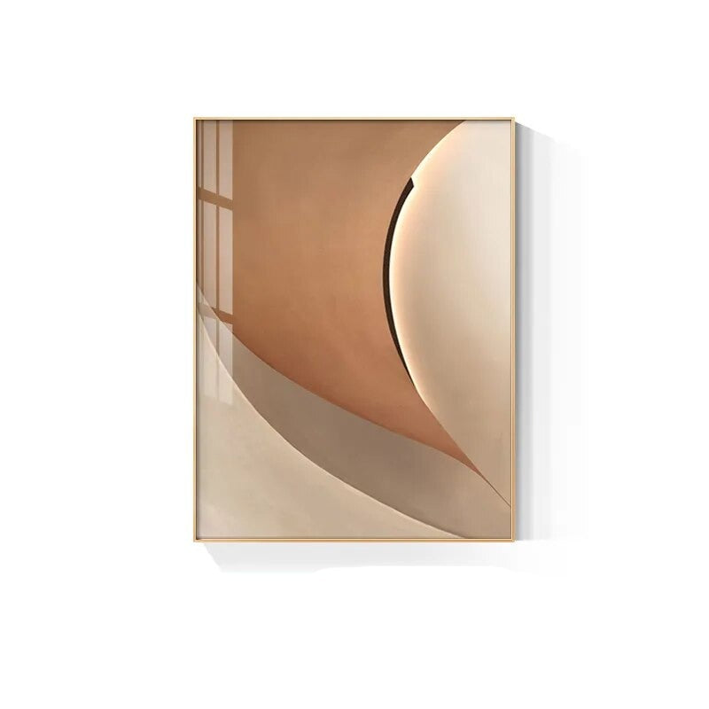 Abstract Terracotta Curves Modern Minimalist Wall Art Fine Art Canvas Prints Pictures For Living Room Hotel Room Contemporary Interior Design