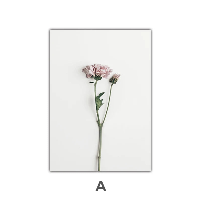 Minimalist Pink Floral Botanical Wall Art Fine Art Canvas Prints Posters Elegant Pictures For Nordic Living Room Dining Room Bedroom Art Decor