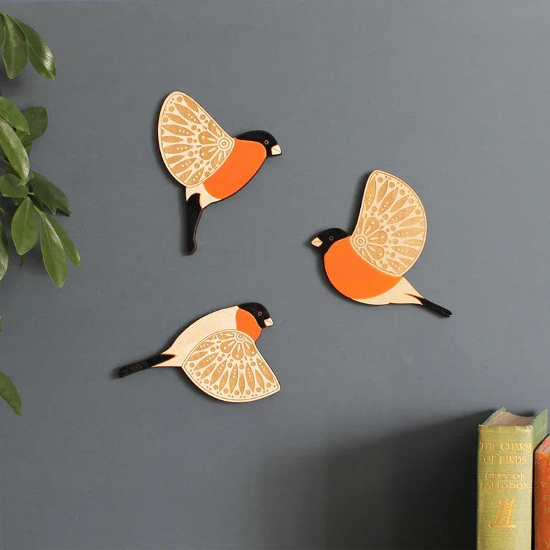 Set of 3Pcs Nordic Vintage Wooden Blackbirds Wall Decoration For Living Room Dining Room Bedroom Scandinavian Style Home Decor