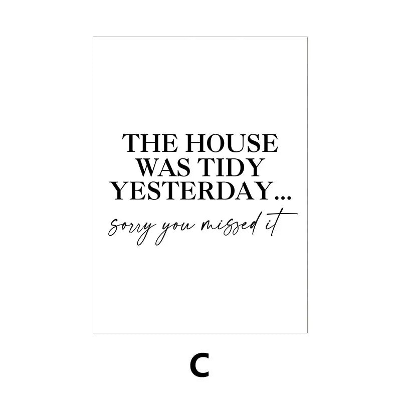 Our Happy Place Letters and Quotes Family Wall Art Fine Art Canvas Prints Simple Stylish Black White Posters Prints For Living Room Decor