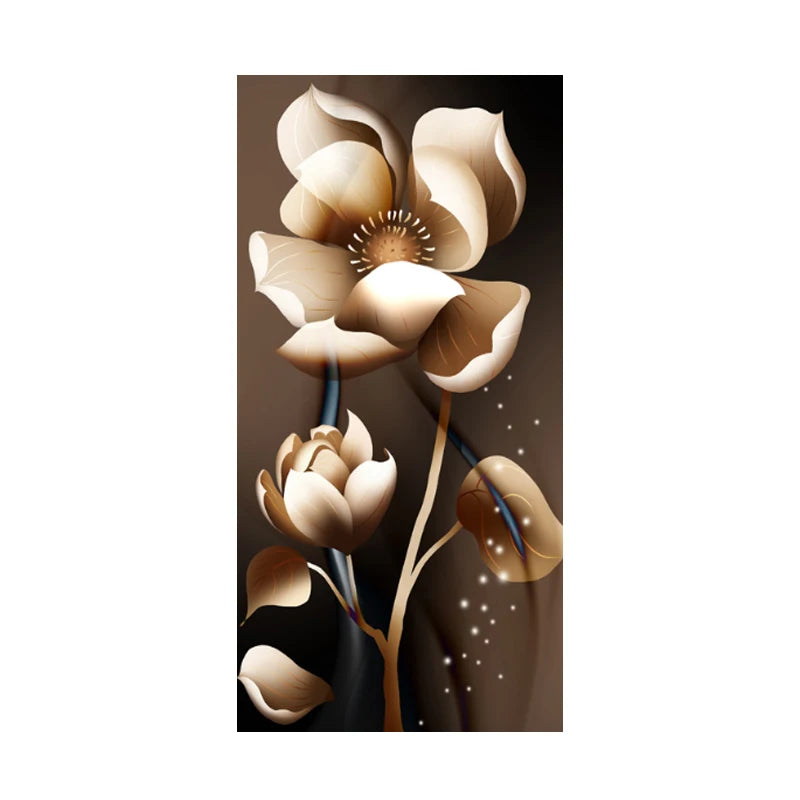 Modern Botanical Tropical Golden Leaves Wall Art Fine Art Canvas Prints Vertical Format Pictures For Living Room Lobby Foyer Reception Room Art Decor