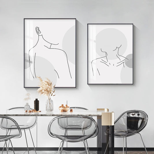 Minimalist Abstract Female Figure Art Fine Art Canvas Prints Black &amp; White Fashion Pictures For Bedroom Living Room Salon Wall Art Decoration