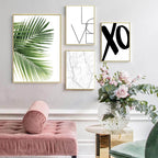 Let's Stay Home Minimalist Black White Marble Fern Leaf Wall Art Fine Art Canvas Prints Gallery Wall Pictures For Living Room Simple Home Decor