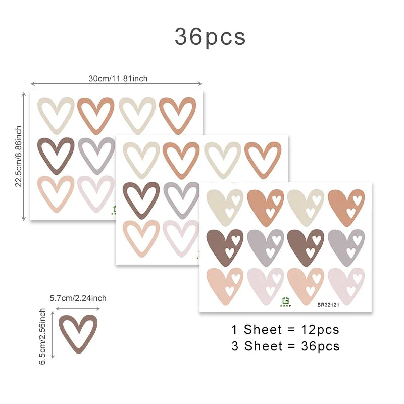 Cute Little Hearts Wall Stickers Removable PVC Vinyl Wall Decals For Living Room Bedroom Kid's Room Nursery Room Creative DIY Decor