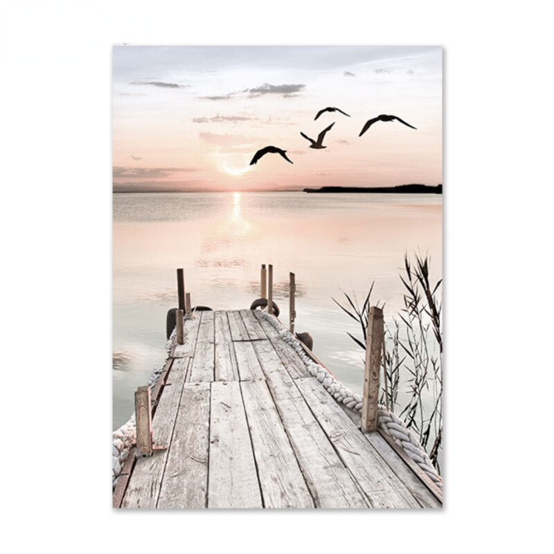 Simple Lifestyle Nordic Seascape Landscape Gallery Wall Art Pictures For Modern Living Room Bedroom Scandinavian Home Decor