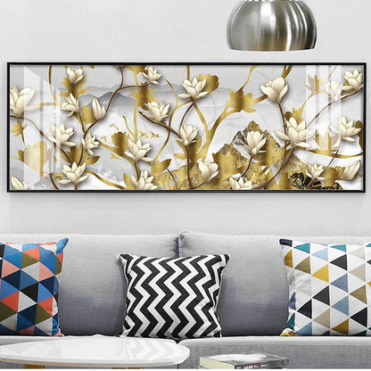 Light Luxury Black Golden Rose Floral Wall Art Fine Art Canvas Prints Wide Format Pictures For Above The Sofa Art For Above The Bed